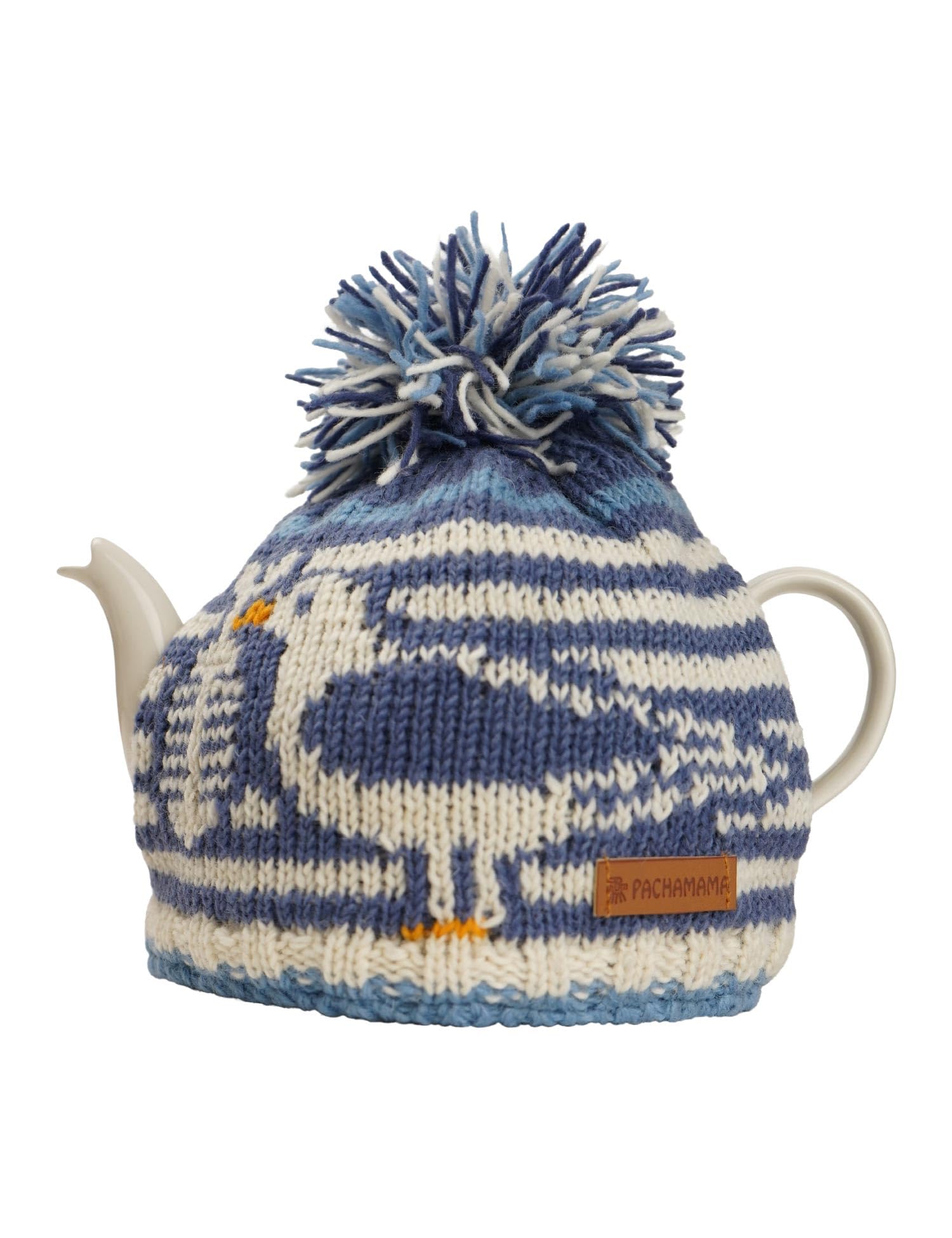 Pachamama Handknitted Medium 4-6 Cup 1.2L Wool Tea Cosy/Teapot Cover - Seagull Pattern Insulated Handmade Fair Trade Multicoloured