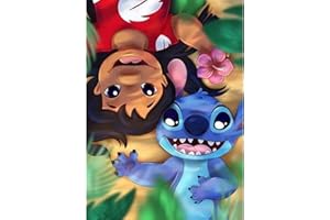 Offito Stitch Diamond Painting Kits for Adults Kids Beginners, DIY 5D Lilo and Stitch Diamond Art Kits for Adults Kids, Stitch Paint by Diamonds Gem Painting Kits for Home Wall Decor 12 x 16 inch