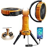 NIFBANG Camping Fan with Light,8000mAh Rechargeable Battery Powered Tent Ceiling Cooler Fans,270° Oscillating 360°Rotation Portable Camping Essentials Gear for Outdoor Canopy,Travel,Fishing,Yellow