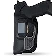 IWB Gun Holster by Houston - ECO Leather Concealment Inside The Waistband with Metal Clip FITS Most Full Sizes, Like XDM, Glock 17/19 / 22/37, Beretta 92 FS (with Laser)