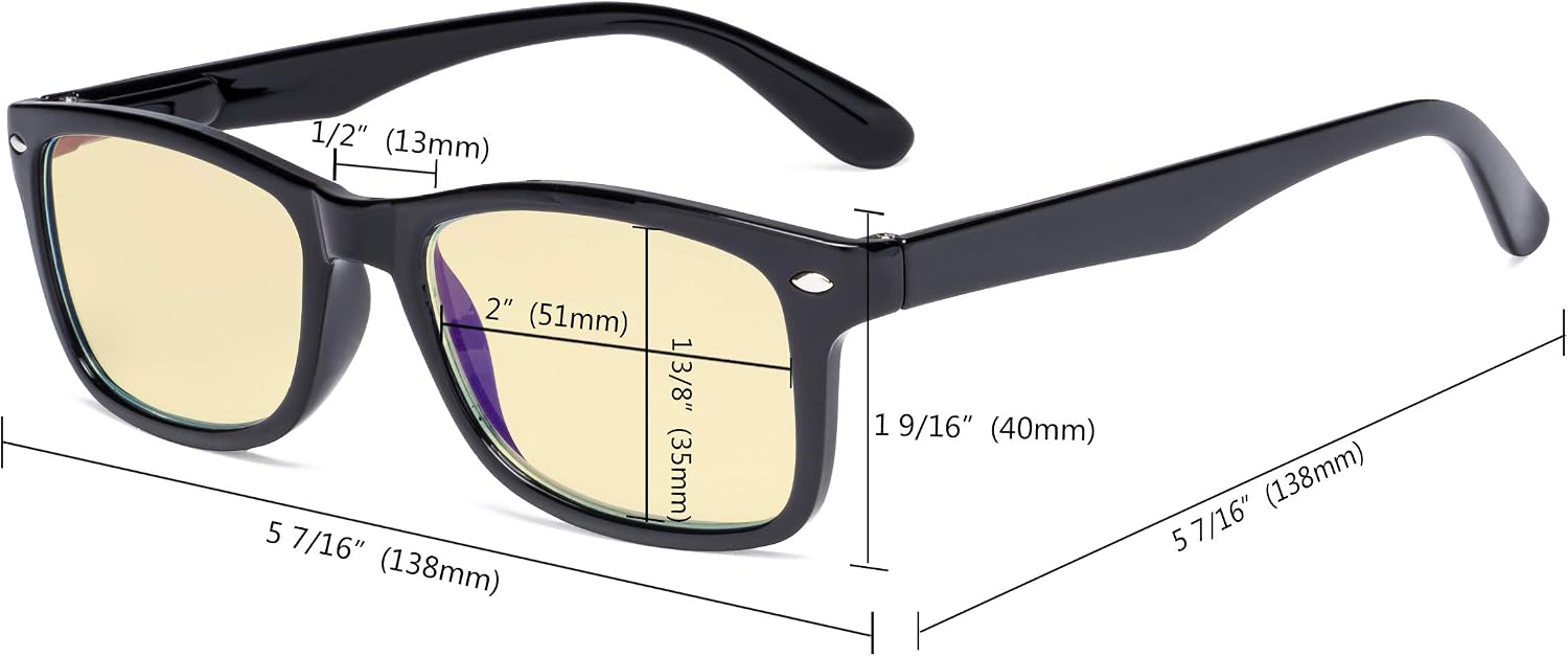 Eyekepper Blue Light Blocking Computer Reading Glasses Women Men with Yellow Tinted Filter Lens - Classic Readers -Black Red - Image 5