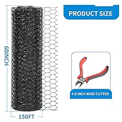 DOLEMODUO 60'' x 150' Black Chicken Wire Mesh