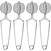 Tea Strainers for Loose Tea, 4 Pack Tea Infuser with Handle Fine Mesh Tea Ball Filter Tea Diffusers Steeper for Loose Leaf Te