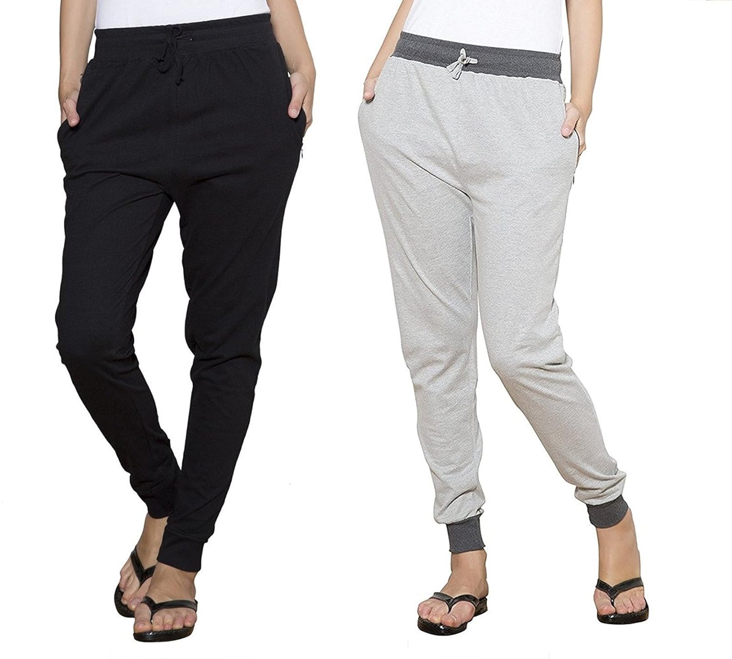 ace women's casual relaxed fit cotton track pants, pajama, lower set of 2 assorted