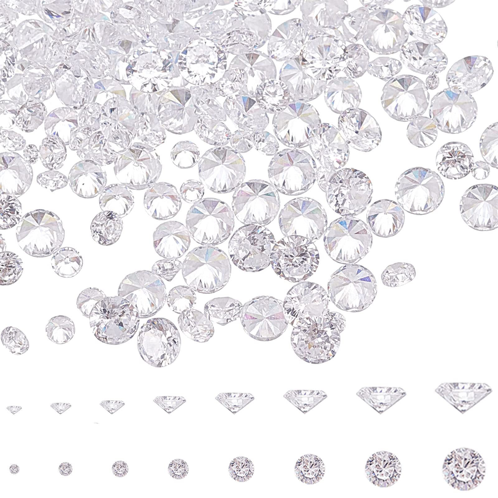 PH PandaHall Clear Cubic Zirconia Stone, 2400pcs 8 Sizes 0.8-2.5mm Small Loose CZ Diamond Stones Glass Pointed Back Rhinestone Faceted Cabochons Rhinestone for Ring Earring Bracelet Jewelry Making