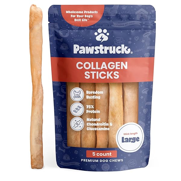 PAWSTRUCK NATURAL LARGE 12″ BEEF COLLAGEN STICKS FOR...