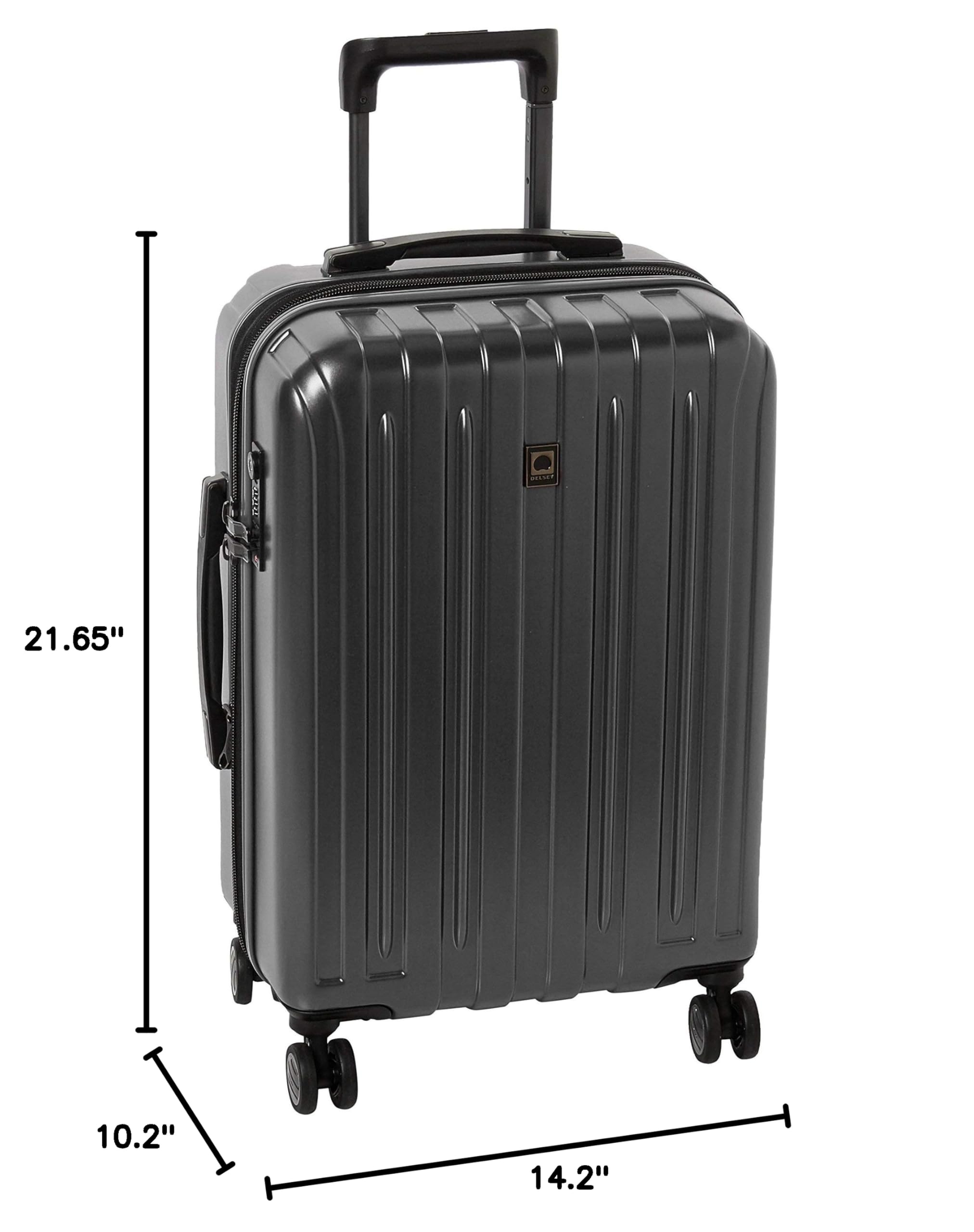 DELSEY PARIS Titanium Hardside Expandable Luggage with Spinner Wheels, Black, Carry-On 21 Inch