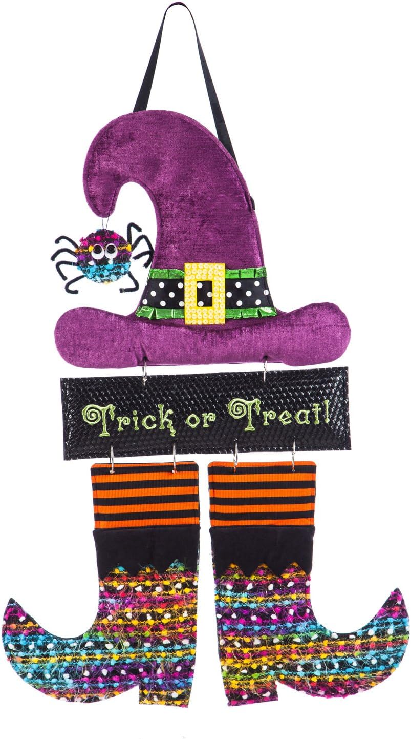 Evergreen Flag Halloween Witch Outdoor Safe Burlap Door Decor