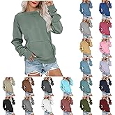 Drymnoc Crew Neck Sweatshirts Women With Pockets Casual Comfort Hoodless Hoodies Cozy Fleece Pullover Sweatshirts No Hood