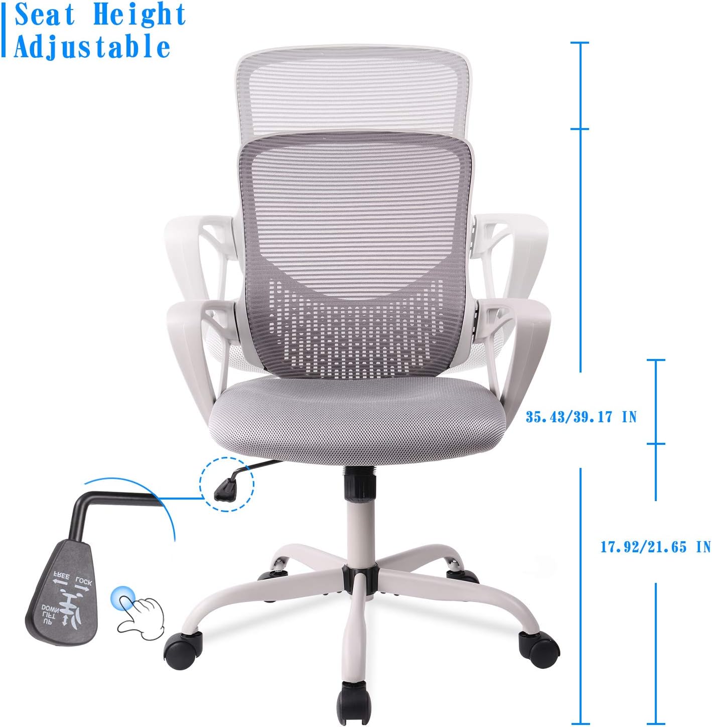 Office Chair, Ergonomic Desk Chair Computer Task Chair Mesh with Armrests Mid-Back for Home Office Conference Study Room, Gray: Kitchen & Dining