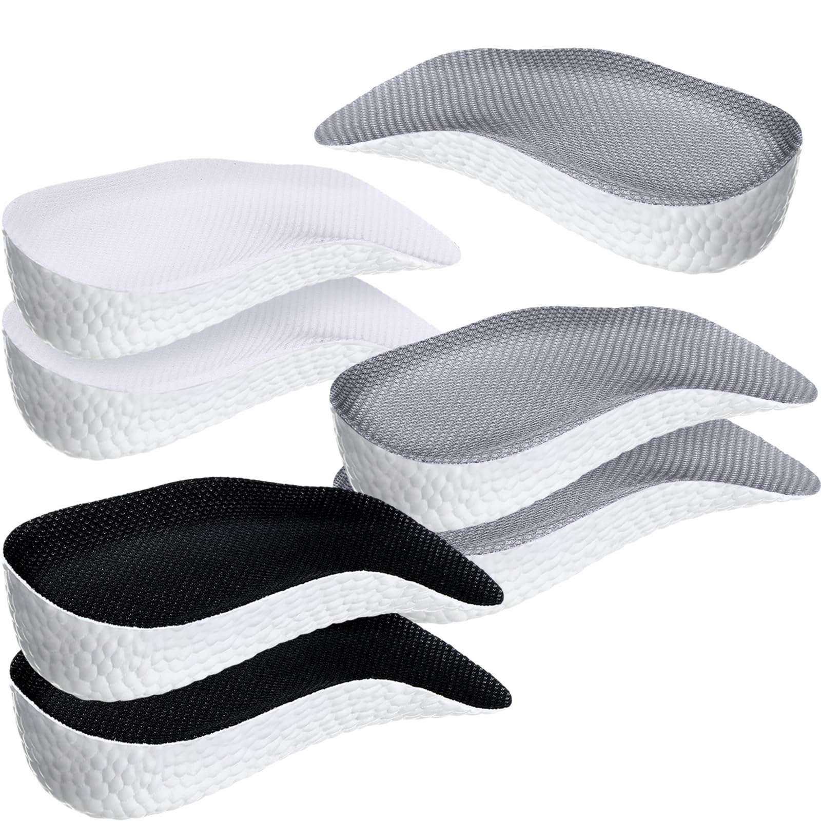 Photo 1 of Geyoga 3 Pairs Orthopedic High Pads Arch Support Insoles 1.4 Inch Height Boosting Insoles High Pads for Men, Women, Height Boosters (Black White Gray)