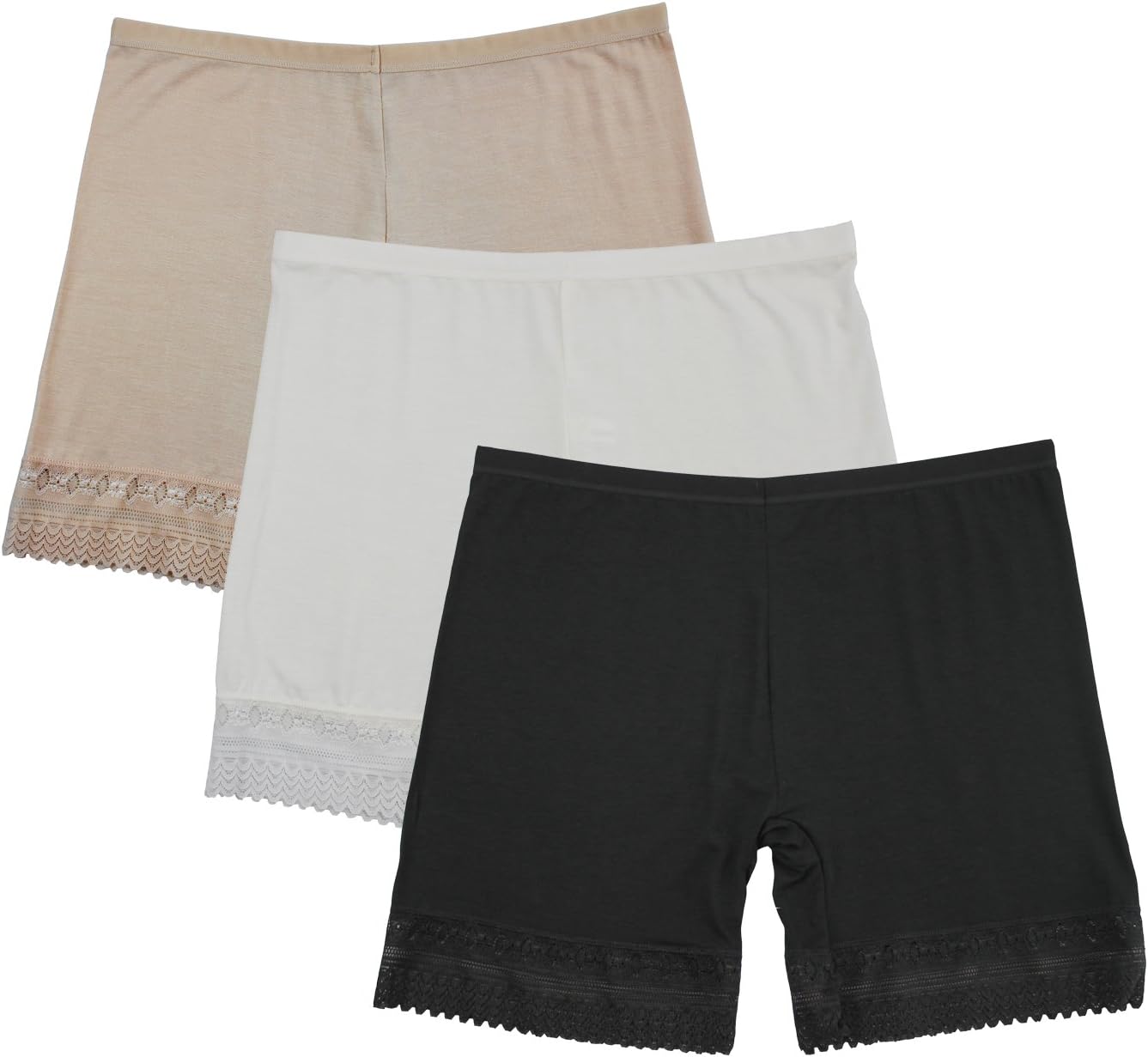 LSHARON Women's Modal Ultra Thin Stretch Short Leggings Pack of 3