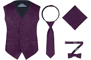 S.H. Churchill & Co. Boys 4 Piece Formal Paisley Vest and Tie Set