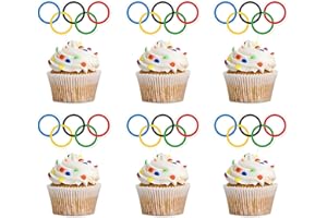 Ercadio 24Pcs Double Sided Olympic Games Flags Cupcake Toppers Picks Olympic Games Cake Toppers Olympic Flags Party Decoration Celebration Supplies
