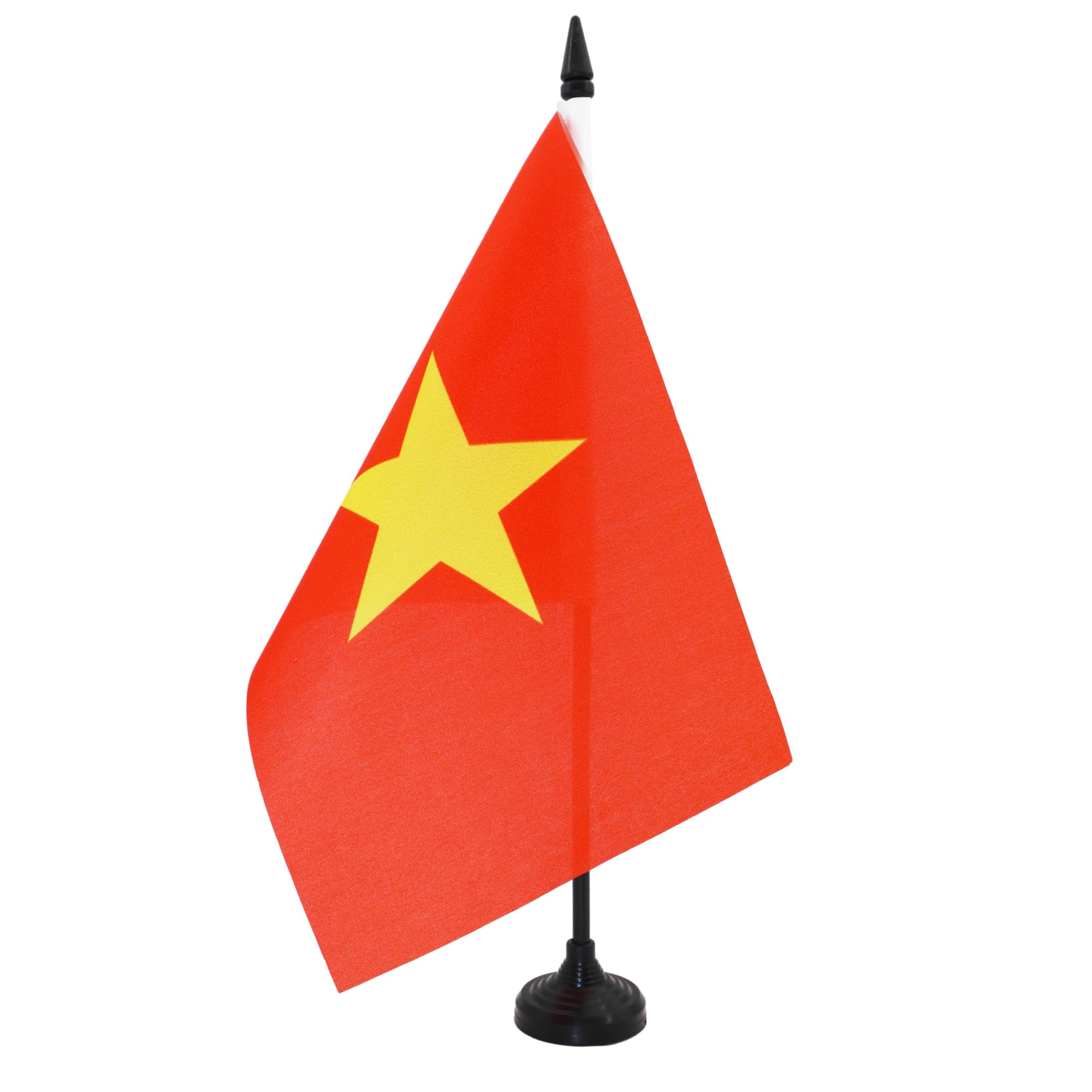 AZ FLAG Vietnam Table Flag 5'' x 8'' - Vietnamese Office Decoration 100% Polyester 21 x 14 cm - Mini Desk Flag with Pole and Black Plastic Base