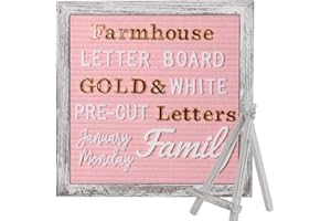 BIG ROLE Rustic Felt Letter Board 10x10in Changeable Letter Board Sign with Precut Letters, Pink Felt Message Board with Farmhouse Wooden Frame, Baby Announcement Sign, Pregnancy Milestones Room Office Decor