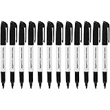Amazon Basics Fine Point Tip Permanent Markers, Black, 12-Pack