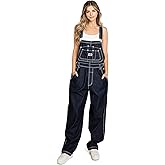 Revolt Women's Juniors Baggy Straight Leg Twill Overalls