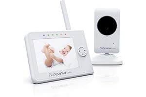 Babysense 3.5" Screen, Video Baby Monitor with Camera and Audio, 960ft Range (Open Space), Night Light, Two-Way Audio, Zoom, Night Vision, Lullabies