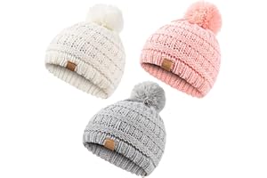 REDESS Baby Kids Winter Warm Hats, Infant Toddler Children Pom Pom Beanie Knit Cap Girls Boys