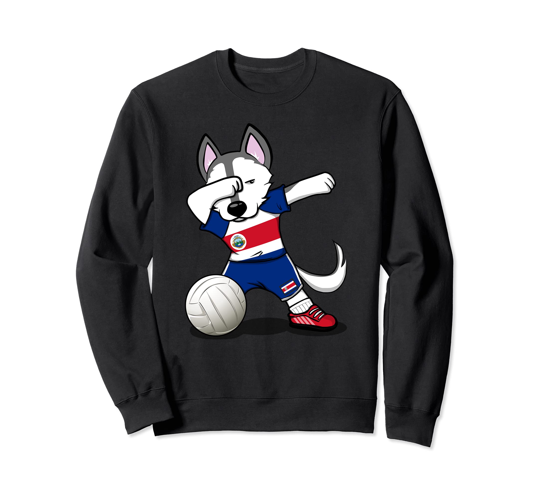 Dabbing Husky Dog Costa Rica Volleyball Fans Jersey Flag Sweatshirt