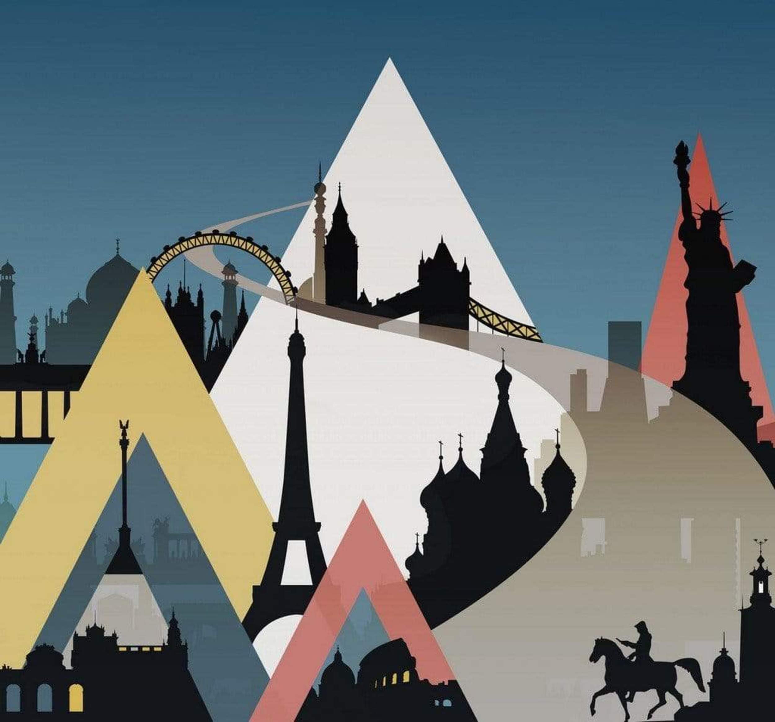 Komar IAX6-0025 Non-Woven Photo Wallpaper Sightseeing Size 300 x 280 cm (Width x Height) for Children's Bedrooms, Mountains