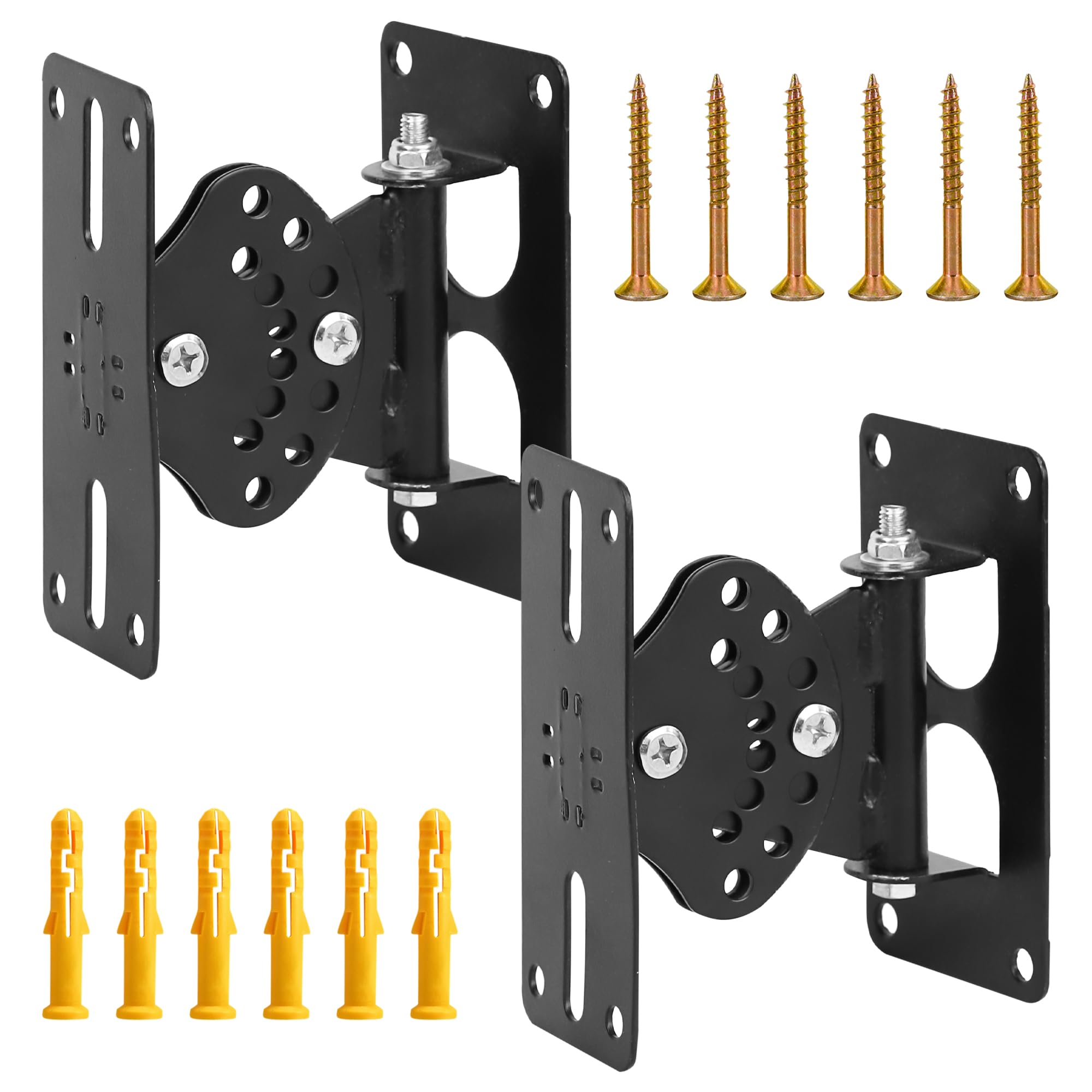 WENLISELL 2Pcs Heavy Duty Speaker Wall Mount, Swivel 180° Universal Speaker Wall Brackets, Holds Up to 60 kg, Adjustable Angle Speakers Wall Mounting Bracket for Large Surrounding Sound Speakers