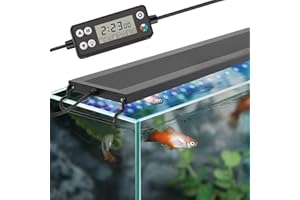 hygger Auto On Off LED Aquarium Light, Full Spectrum Fish Tank Light with LCD Monitor, 24/7 Lighting Cycle, 7 Colors, Adjustable Timer, IP68 Waterproof, 3 Modes for 24"-30" Freshwater Planted Tank