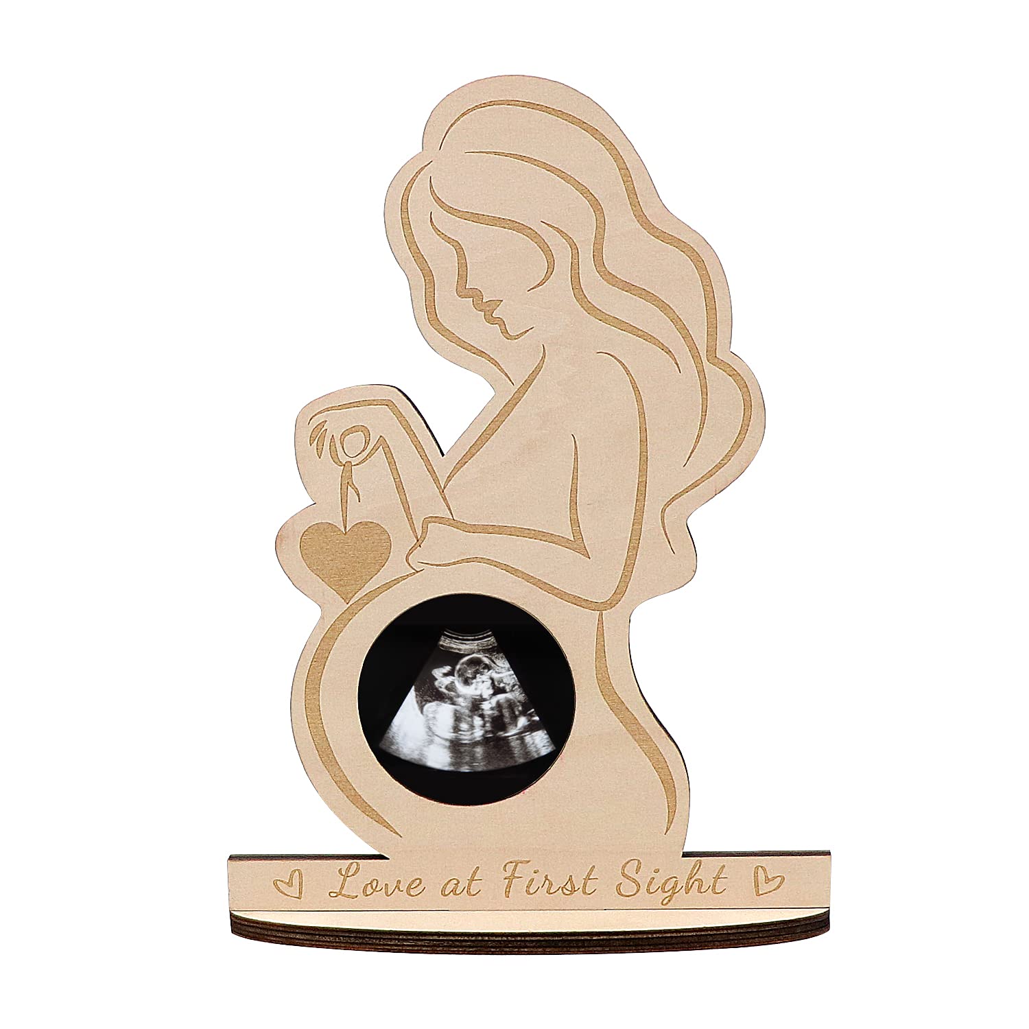 Pregnant Mama Bump Photo Ultrasound Sonogram Wood Picture Frame Expectant mother photo Love at First Sight display Keepsake (style1) (Mama)