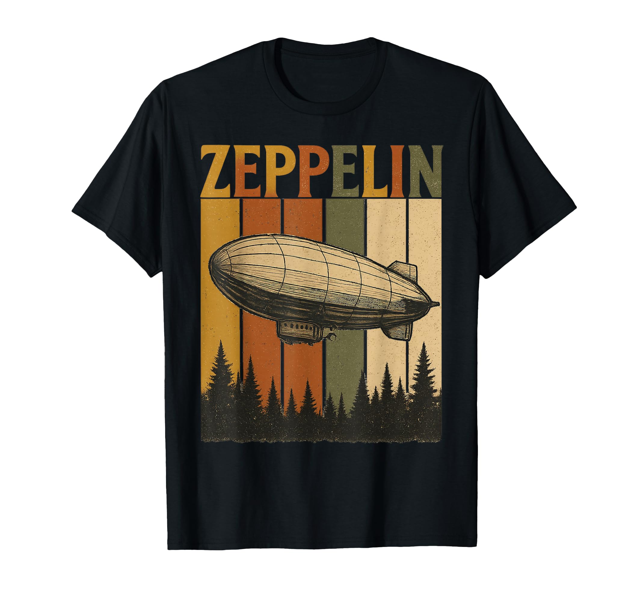 Photo 1 of  WHITE**Retro Zeppelin Airship Shirt Vintage Rock Style Tee for Men T-Shirt