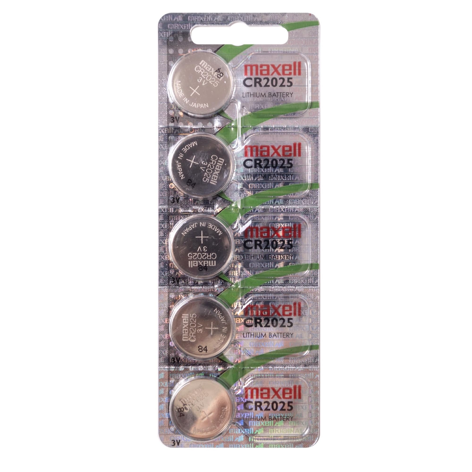 Maxell CR2025 Pack of 5 Batteries (Lithium, 3 V, 170 mAh) – Grey