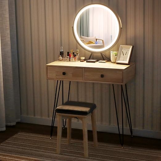 vanity table with light up mirror