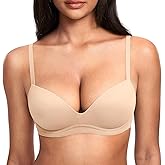 DOBREVA Women's Push Up Bra No Underwire Comfortable Wireless Bras Padded Plunge