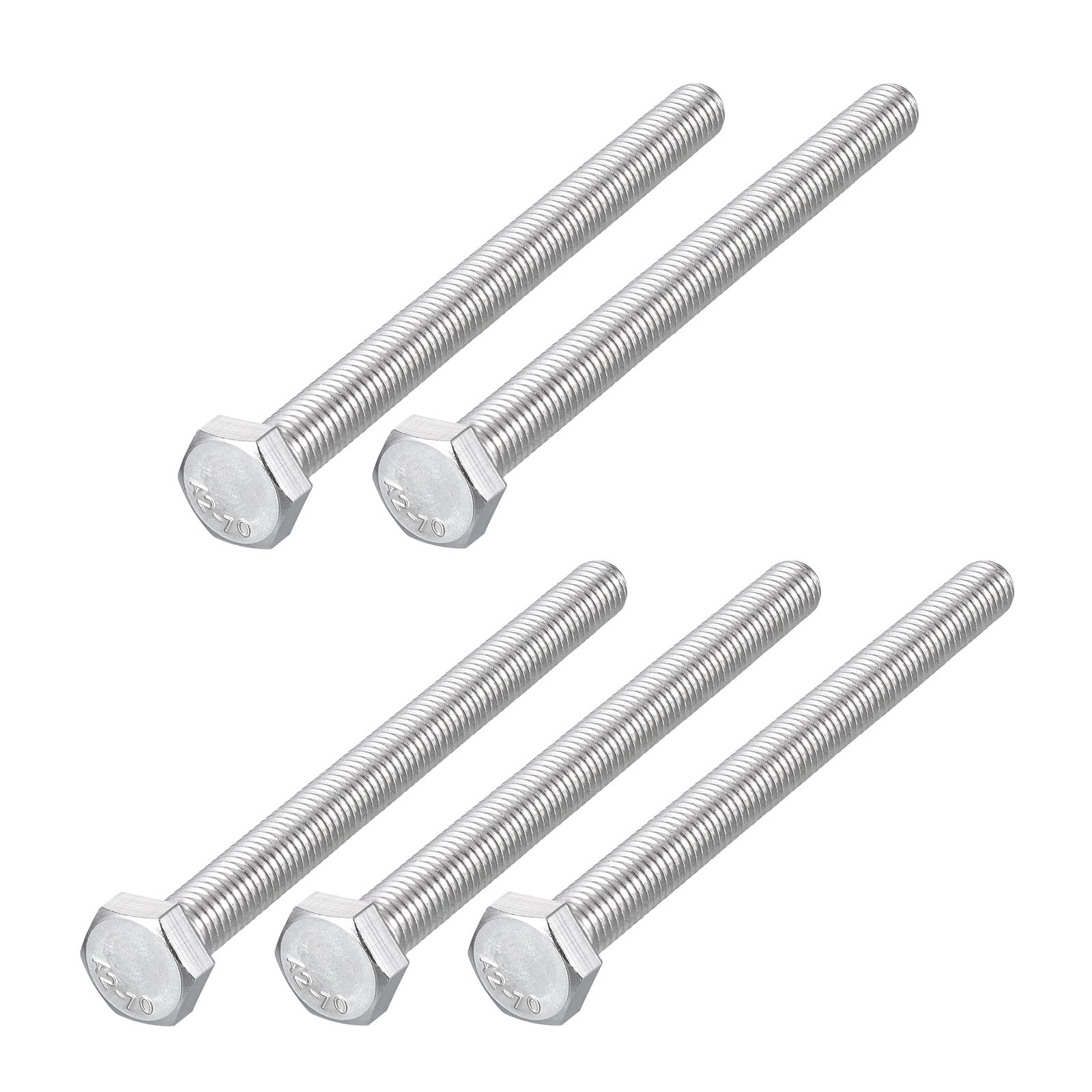 METALLIXITY Hex Bolts (M8-1.25x90mm) 5Pcs, 304 Stainless Steel Coarse Fully Threaded Hex Head Screw Bolt Machine Screws - for Furniture Repair, Silver โ image 1