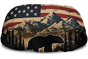JOAIFO Winch Cover Water Proof Electric Winches Accessories 12000 Lbs Easy to Install Dustproof Universal Fit Trucks SUV, Camo Mountain Bear USA Flag
