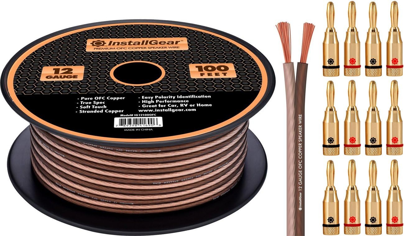 InstallGear 12 Gauge Speaker Wire - 99.9% Oxygen-Free Copper - True Spec and Soft Touch Cable (30-feet)