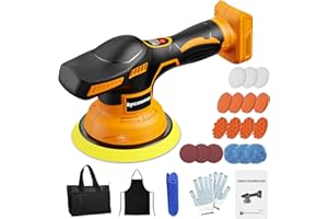 BYCZONE Cordless Buffer Polisher Kit For DEWALT 20V LI-ION Battery.6-Inch Orbital Buffer Polisher with 8 Variable Speed with 25pcs Polishing Accessories, for Car Polishing/Waxing (Tool Only)