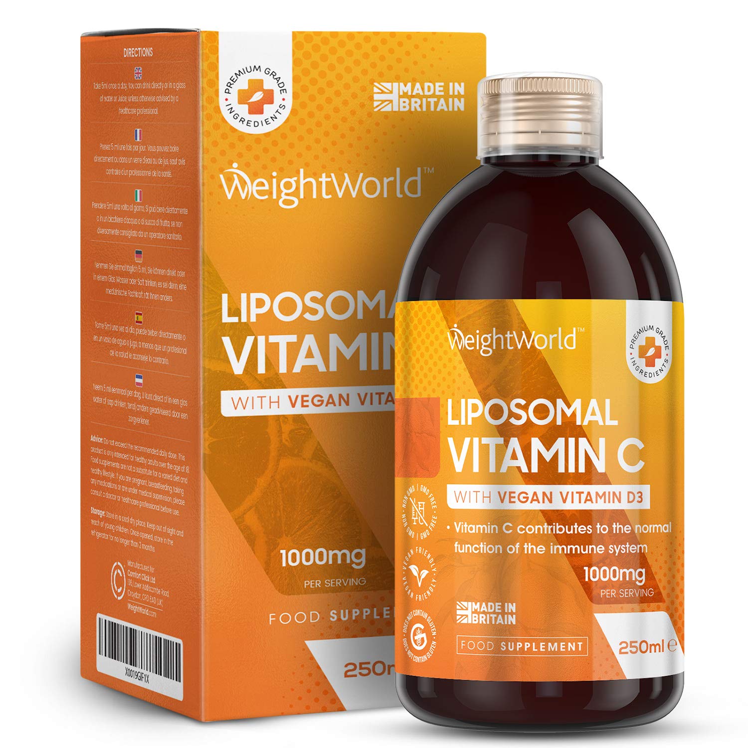 Liposomal Vitamin C + Vegan Vitamin D 1000mg (50 Servings) Liquid