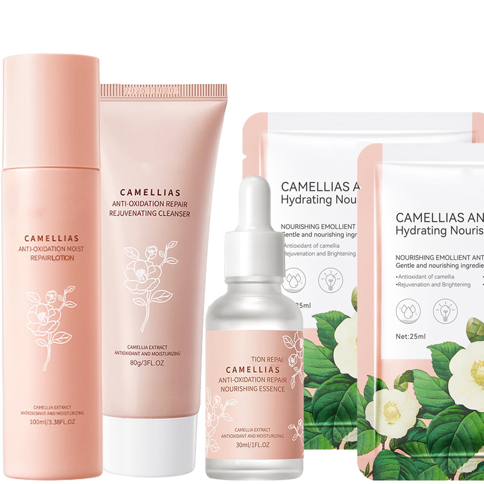 Skincare Gift Set For Teenage Girls - Camellia Extract Skin Care Sets & Kits With Cleanser-Serum-Lotion-Facial Mask, Facial Care Sets&Kits for Pores, Blackheads, Hydrate Moisturize Skin(5PCS)