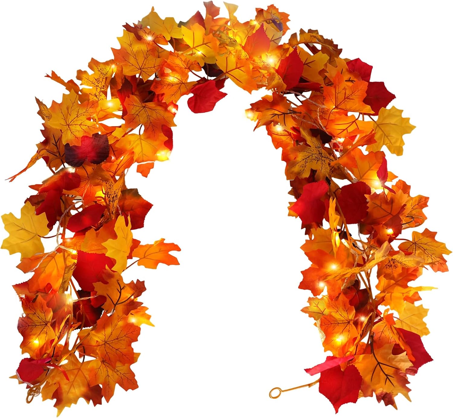 Wreaths, Garlands & Swags - CEWOR 2 Pack Fall Decor Maple Leaves Garland with Lights Battery Operated Fall Wedding Thanksgiving Decorations Garland for Home Porch Front Door Table Mantle Outdoor Decor 11.6Ft 40LED