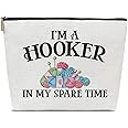 Ythuil Crochet Gifts Makeup Bag for Crochet Lovers, Knitters, and Women, I'm A Hooker In My Spare Time Cosmetic Bag for Purse.