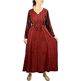 Agan Traders 2026 Women Winter Long Sleeve Maxi Dress – Medieval Peasant Corset Rayon Gown | Bohemian Long Sleeve Maxi Dress