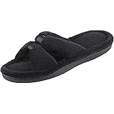 isotoner Women's Signature X-Slide Slipper, Satin Trim with Memory Foam