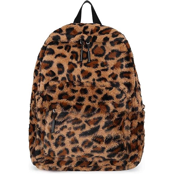 Amazon.com | JHTPSLR Leopard Furry Plush Backpack Soft Fuzzy Book