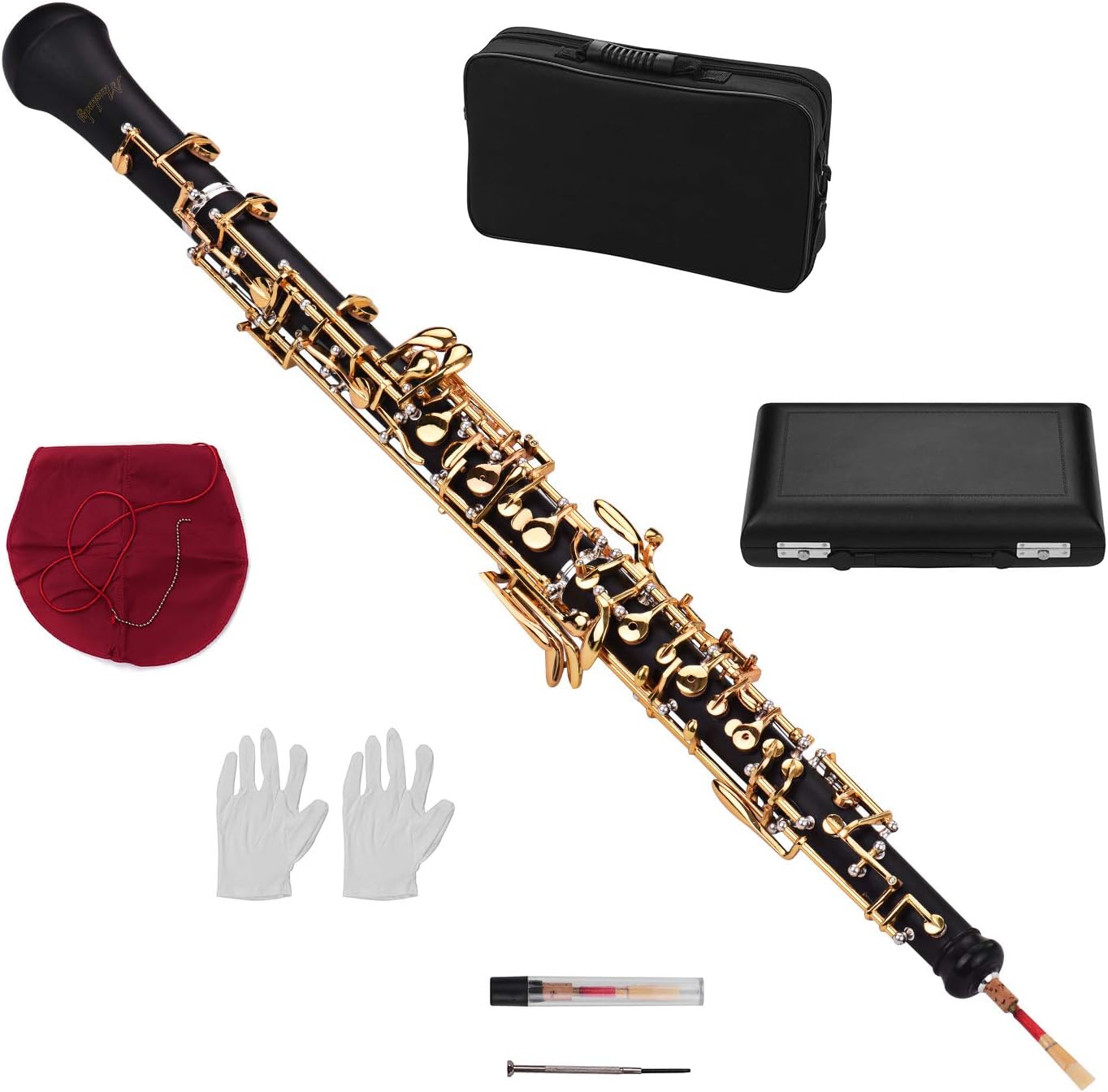 Muslady Oboe C Key Semiautomatic Style Silverplated Keys Woodwind