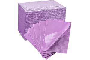 Shmian Disposable Dental Bibs 13"x18" (50Pack), 3 Ply Waterproof Dental Bib Sheet for Patients, Nail Medical Tray Covers Supplies, Purple