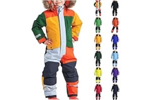 TWRWX Snowsuit Kids Girls Boys One Piece Snowsuit Ski Suits Waterproof Jumpsuits Winter Warm Snowboard Coat Outdoor Jackets
