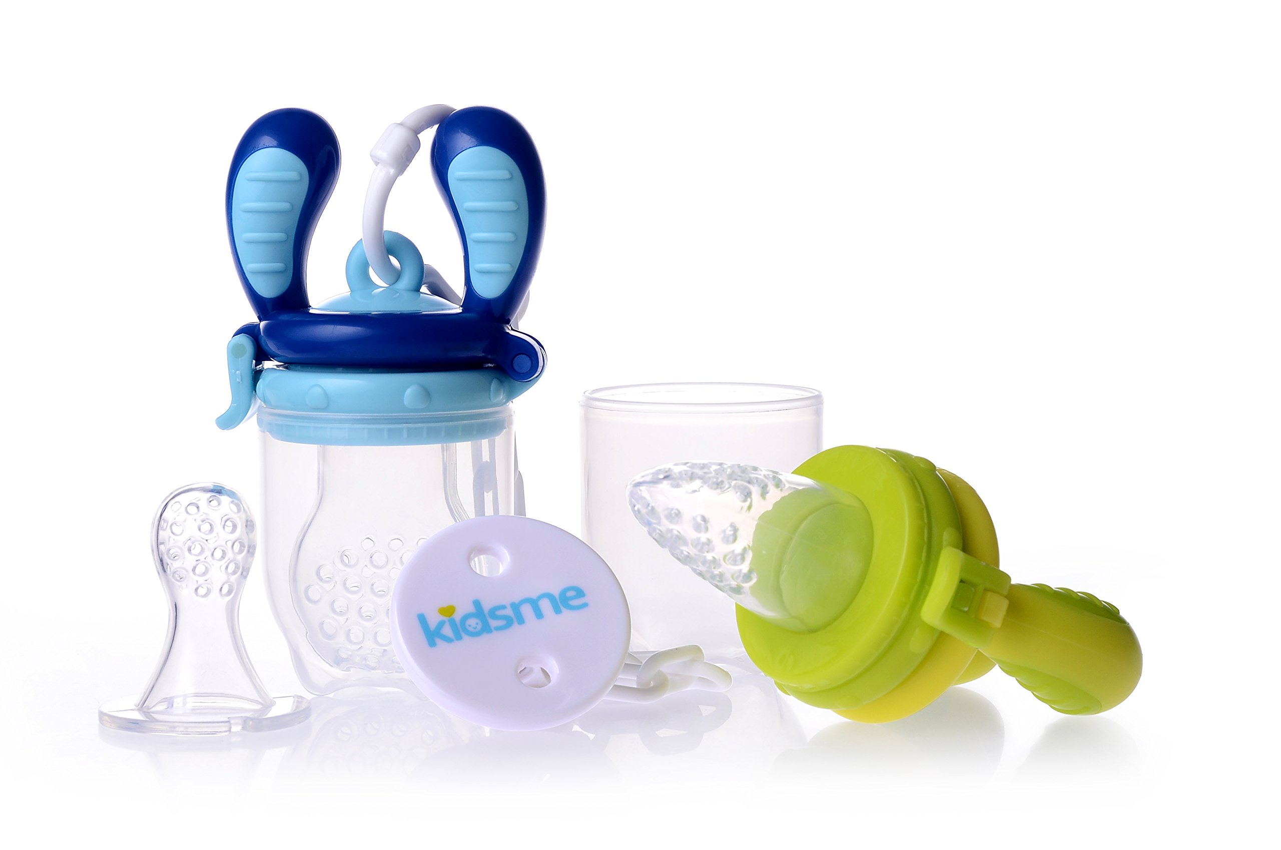 kidsme(キッズミー) モグフィステップアップセット モグフィ２個+サックSML３種類+ホルダー付 果物や野菜、豆腐などの柔らかくした離乳食に ごっくん期～ ライム＆アクアマリン商品画像