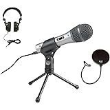 Audio Technica ATR2100-USB USB/XLR Microphone with Knox Pop Filter and Headphones
