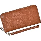 Bakurok Womens Wallet RFID Wristlet Wallet for Women Zip Around Credit Card Holder Floral Leather Ladies Clutch Long Purse
